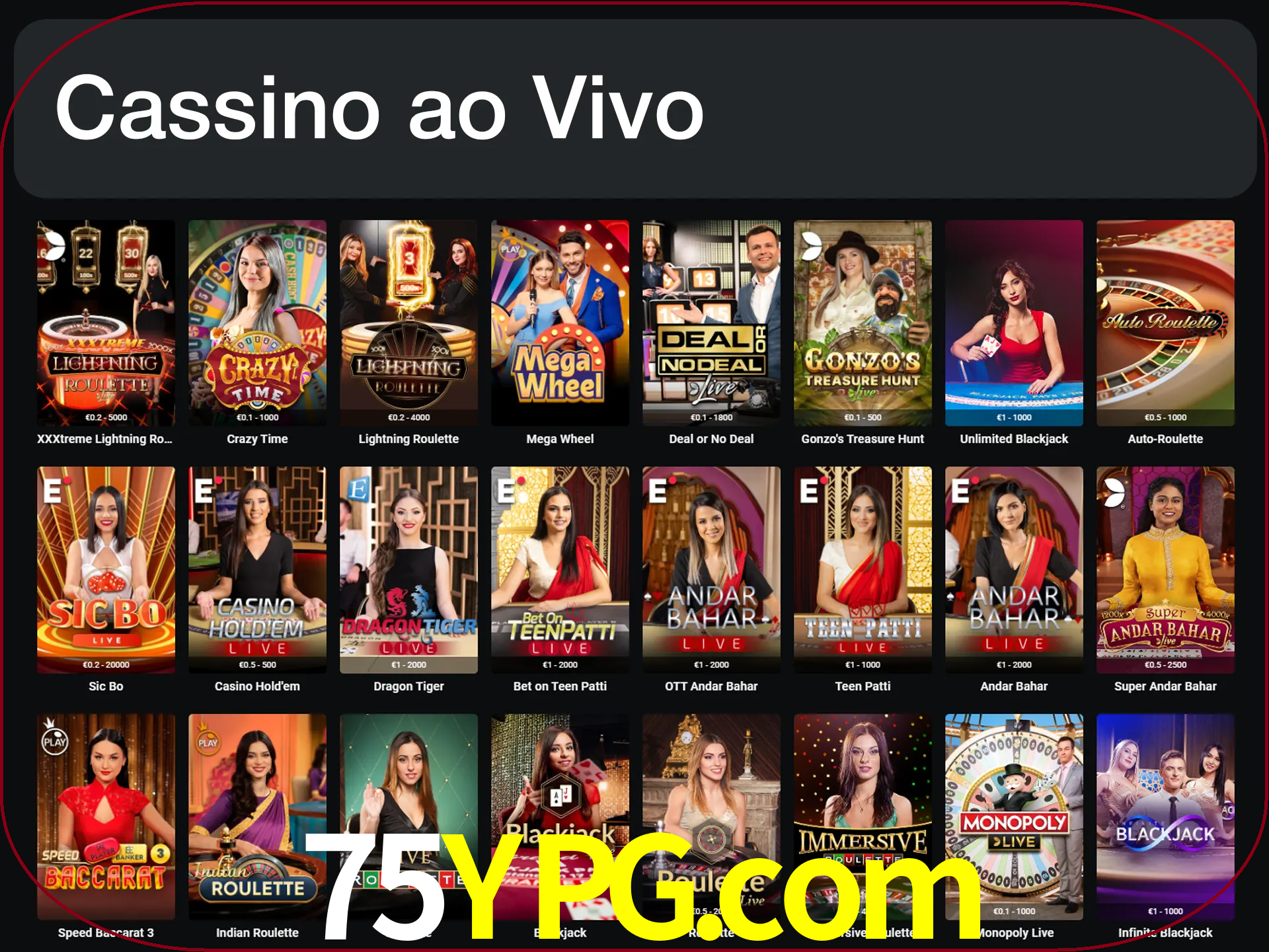 Jogue jogos de cassino com um verdadeiro dealer.