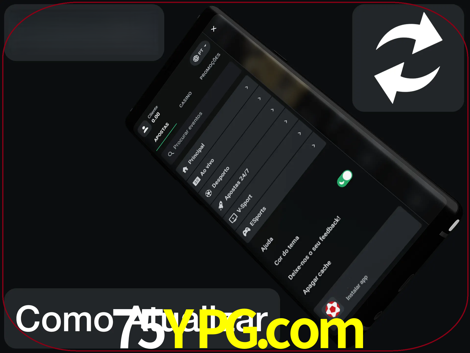 O aplicativo é atualizado automaticamente quando você faz o login.