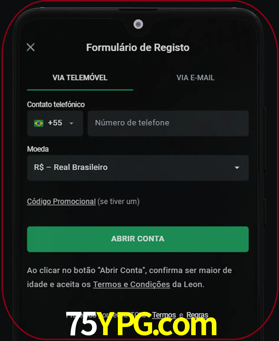 Abra o aplicativo e inicie o processo de registro.