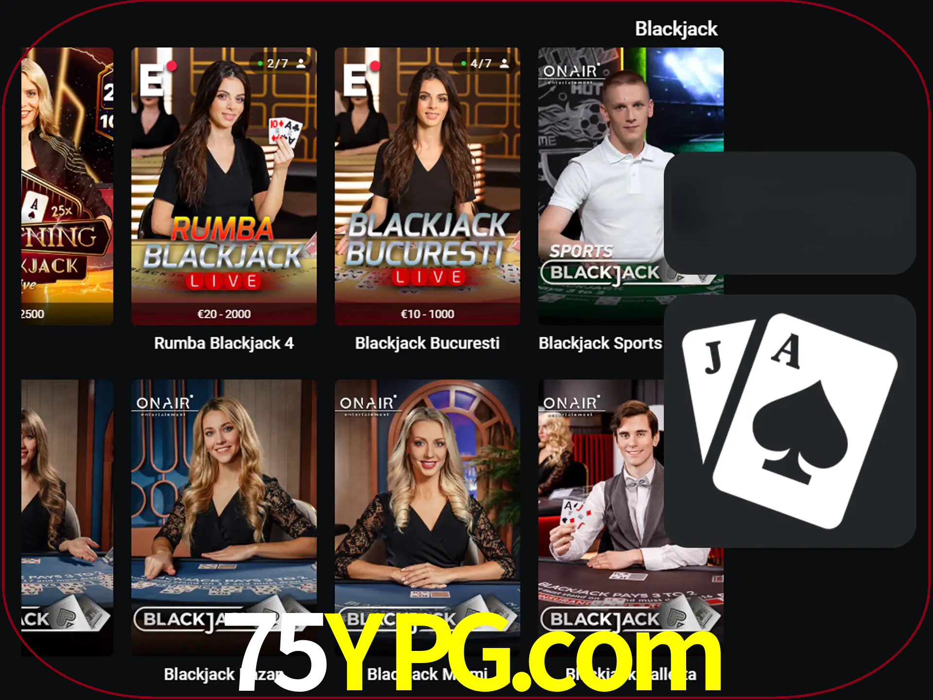 Escolha uma mesa completa de jogadores de blackjack.